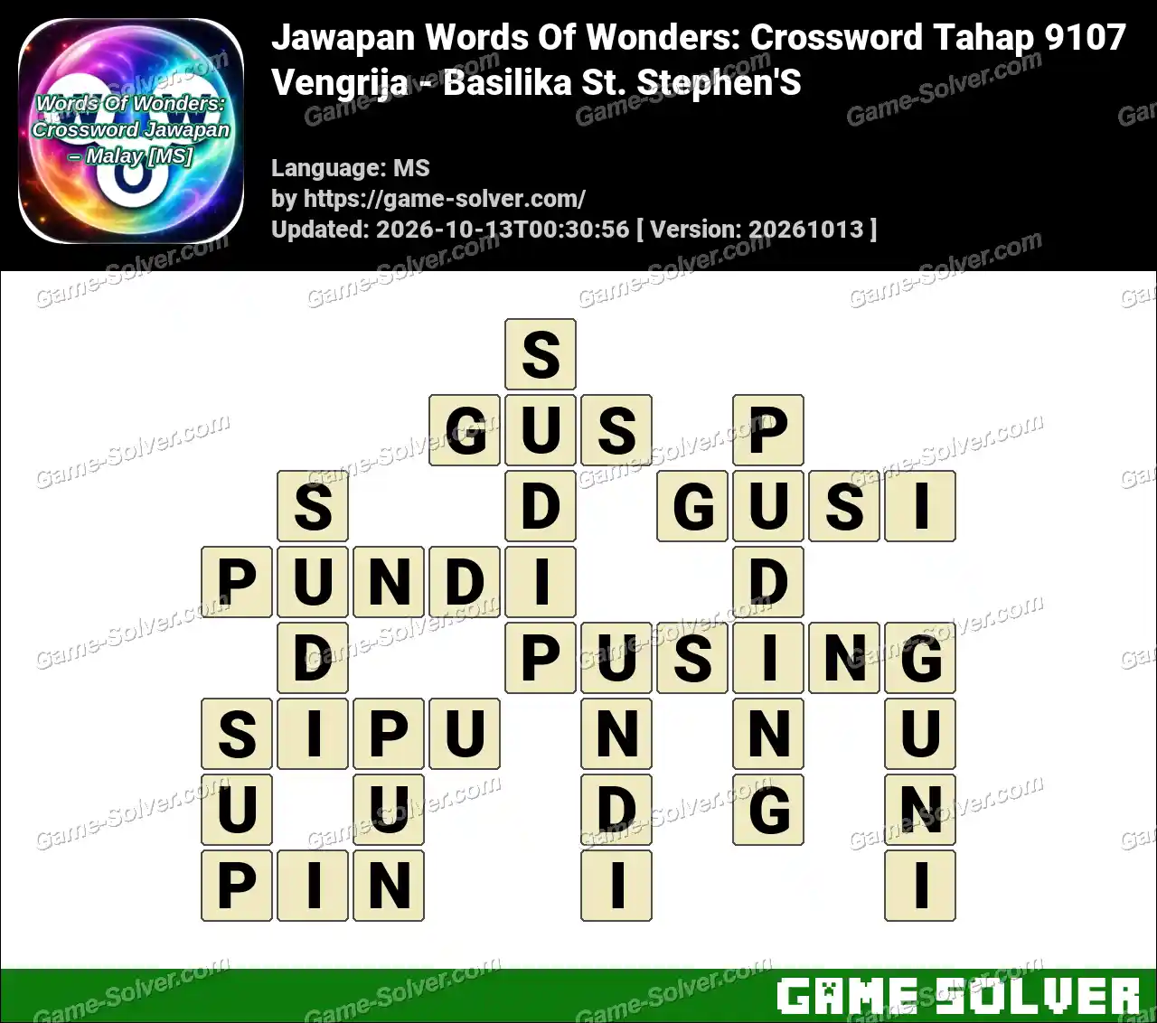 Jawapan Words Of Wonders: Crossword Tahap 9107 – Vengrija – Basilika St. Stephen’S